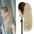 thumbnail image 5 of Benehair Real Thick Clip in Ponytail Hair Extensions 100% Natural Drawstring Long Corn Wavy Pony Tails Wrap on Kinky Wavy Ponytail Hair Extension for Women Bleach Blonde, 5 of 8