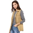 thumbnail image 4 of Chaleco Tipo Anorak Estilo Cargo Ligero Con Cordón Para Mujer Caqui L, 4 of 6