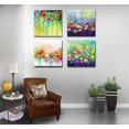 thumbnail image 5 of Colorful Floral Canvas Wall Art, Abstract Flowers Artwork Painting Prints Modern Watercolor Pictures Framed for Living Room Bedroom Bathroom Office Home Decor - 16"x16"x4 panel, 5 of 6