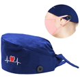 thumbnail image 3 of Women ECG Heart Embroidery Adjustable Anti Sweat Button Scrub Cap Bouffant Hat, 3 of 10