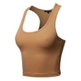 thumbnail image 2 of A2Y Women's Basic Cotton Casual Scoop Neck Cropped Racerback Tank Tops Coffee XS, 2 of 5