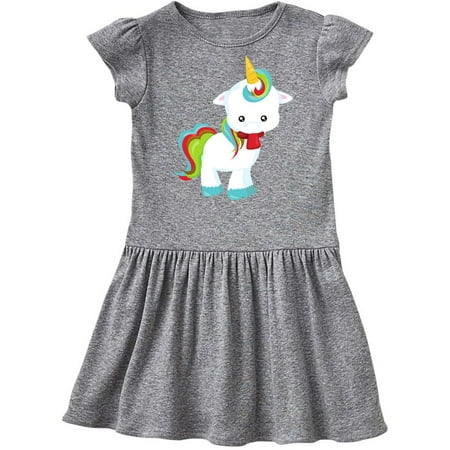 

Inktastic Christmas Unicorn Unicorn With Red Scarf Gift Toddler Girl Dress