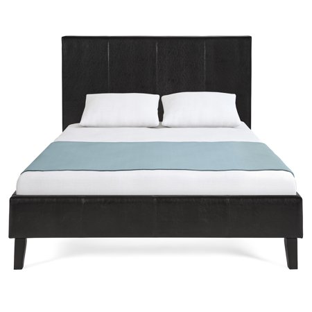 Black Wood Beds Best Choice Products Faux Leather Upholstered Queen Size Modern Platform Bed Frame Mattress Support with Wood Slats, Metal Frame, Headboard, Footboard, Black ()