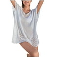 thumbnail image 2 of Swimwear Cover Up for Women Under $10 Fashion Casual Solid Color Beach Knit V-neck Cover Ups, 2 of 7