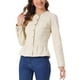 thumbnail image 4 of CHAQUETAS DE JEAN PARA MUJER INSPIRADAS CHIC, CON BOTONES, HEM PEPLUM, MANGAS LARGAS, CORTAS, COLOR BLANCO OSTRA, TAMAÑO M, 4 of 5