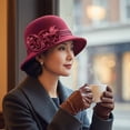 thumbnail image 6 of Slccxzc Elegant Adjustable Fedora Flower Decorated Bowler Hat Versatile Simple Design Dome Top Hat For Party, 6 of 7