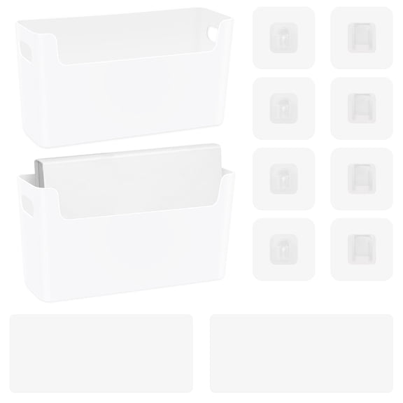 Sekonow 2 Pack 9.65 x 5.31 x 3.15 in No-Drill Wall Mount File Holder, Magazine Rack, Hanging File Organizer for Document Paper, Wall Mail Pocket and Basket for Office Home