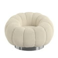 "Artum Hill Upholstered Pumpkin Accent Chair with Curved Arms, Cream ...