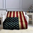 thumbnail image 4 of America Flag Blanket Cozy Patriotic All Season Throw Blanket Easy Care, Stain & Tear Resistant, Perfect for Sofa, Bed & Travel, 4 of 9