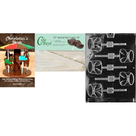 Diaper Lollipop - Cybrtrayd 'Diaper Lolly' Baby Chocolate Candy Mold with 25 4.5-Inch Lollipop Sticks and Chocolatier's Guide