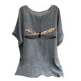 thumbnail image 2 of ICHUANYI Clearance Fashion Women Summer Loose Print O-Neck T-Shirt Short Sleeve Casual Blouse(Brown, S) Ichuanyi Ichuanyi, 2 of 3
