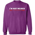 thumbnail image 2 of OXI Crewneck Sweatshirt - I'm Not Weired, Basic Casual Sweatshirts for Men's and Women Fleece Sweatshirt Long Sleeve - Purple Small, 2 of 2