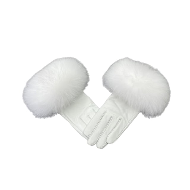 Minnieouse 1 par de guantes de cuero para mantener el calor de invierno para mujer, guantes de calentamiento elásticos de cuero portátiles, accesorio de guantes y mitones Tipo 4 Minnieouse AP013119-04