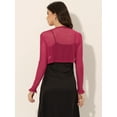 thumbnail image 4 of Sheer Mesh Shrug Allegra K bolero recortado volantes mujer Rojo M, 4 of 6