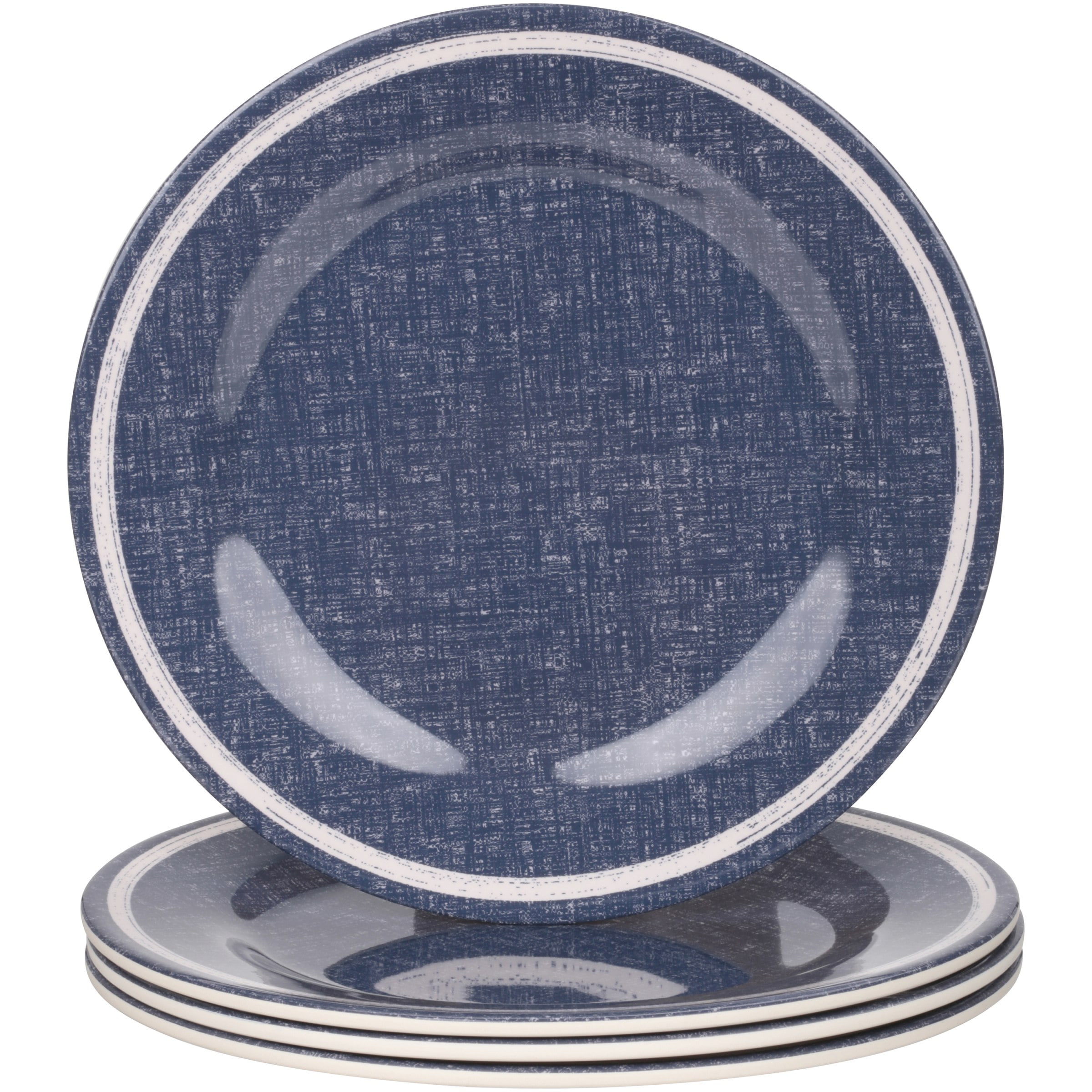 Mainstays Outdoor Melamine Navy Linen Dinner Plates Set of 4