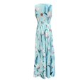 thumbnail image 4 of Womens Maxi Dresses Flowy Ruched Floral Print Boho Dress Wrap V Neck Sleeveless Sundress Elegant Formal Party Wedding Guest Dresses Beach Vacation Outfit, 4 of 8