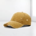 thumbnail image 2 of Men's Washed Distressed Cotton Baseball Cap Dad Hat Solid Color Ripped Vintage Casual Outdoor Caps Yellow, 2 of 4