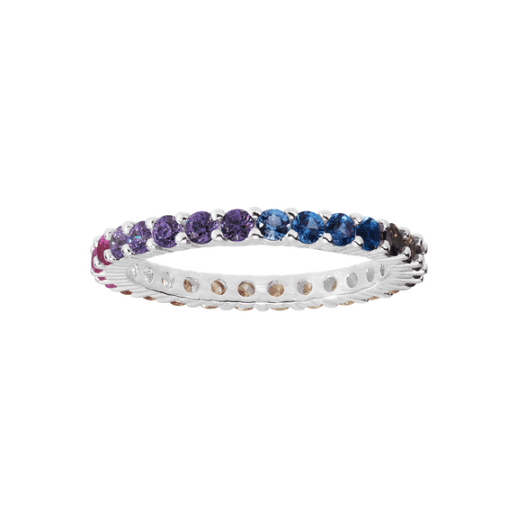 Women's Finecraft Rainbow Cubic Zirconia Ombre Band Ring in Sterling Silver