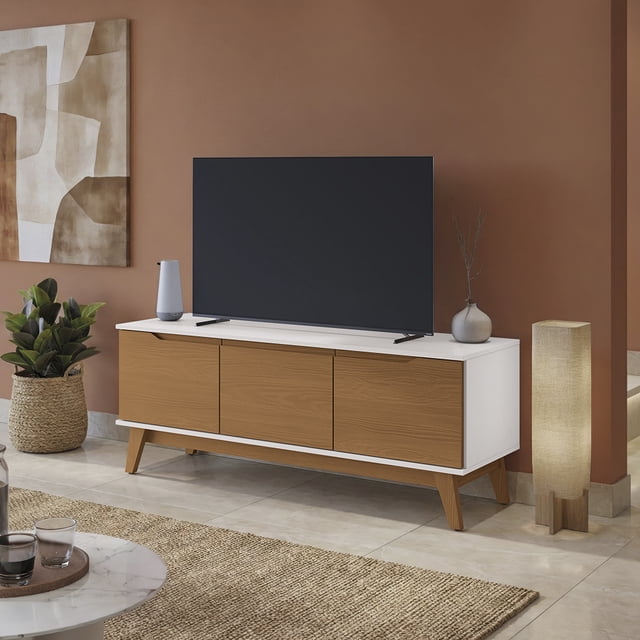 Mueble TV 55" 3 Puertas 136 cm Blanco/Canela Kappesberg