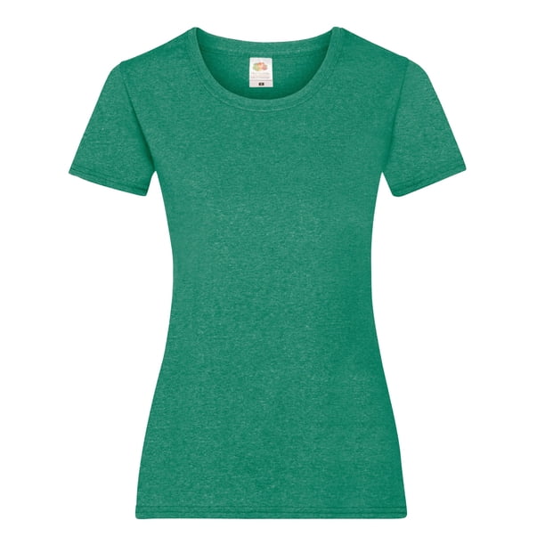 Fruit Of The Loom- Camiseta de manga corta Valueweight para mujer (Verde Jaspeado Retro)
