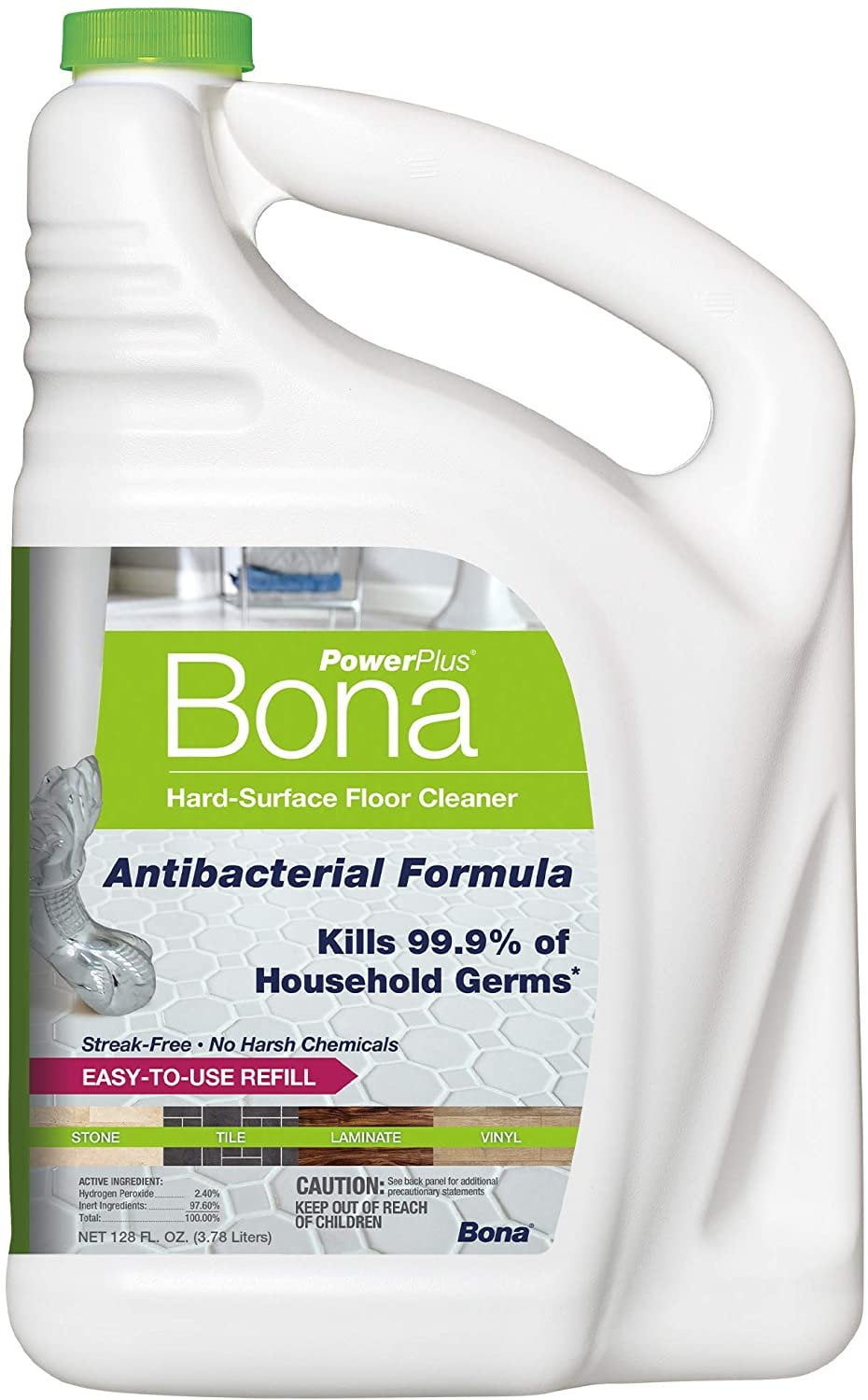 Bona PowerPlus Antibacterial, Refill128 Fl Oz, HardSurface Floor