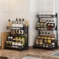 thumbnail image 2 of TFixol Spice Rack Organizer 2-Tier Countertop Organizer Utensil Holder Freestanding Shelf Organizer for Jars Bottles Cutlery Chopping Board with 3 Hooks, 2 of 6