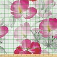 thumbnail image 2 of Ambesonne Floral Fabric by the Yard Microfiber, Watercolor Poppy Romance, 2 Yards, Magenta Pink Grey, 2 of 2
