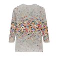 thumbnail image 3 of 3/4 Sleeve Tops For Women Cotton Summer Ethnic Floral Slim Womens Tops Trendy Casual Crewneck Slim Fit Half Sleeve Womens Shirts Dressy Casual Spring Spring Blouses For Women Fashion 2023 Sexy, 3 of 5