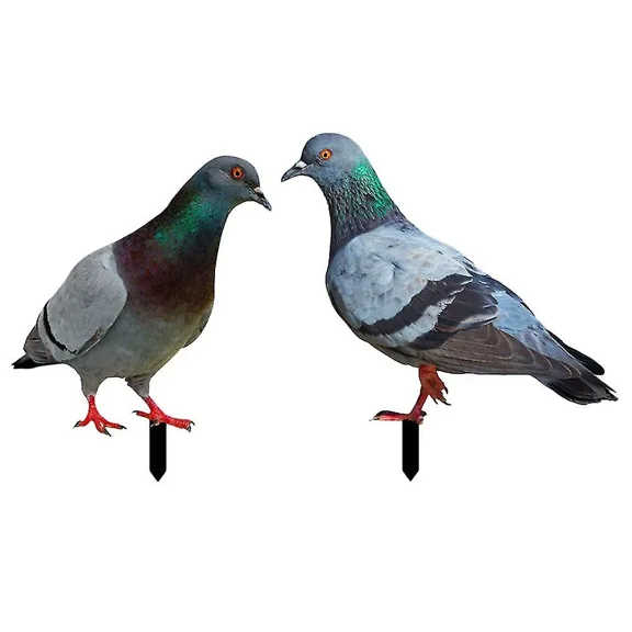 2pcs Pigeons Garden Stake Decoration Ground Insert Lifelike Pigeons Sculpture Acrylic Animal Stakes-o