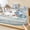 Gray-Blue, variant on Full Size Fitted Sheet Set - Coastal Fall 3 Piece Bedding Sets 16" Deep Pocket Fitted Sheet with 2 Pillowcases, Thanksgiving Blue Pumpkins Coral Nautical Brushed Microfiber Hotel Luxury Bed Sheets