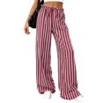 thumbnail image 3 of Pants Elastic Waist Palazzo Pants for Women Casual Lounge Wide Leg Pants Red L, 3 of 9