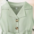 thumbnail image 4 of Wdgfv Girls Romper Jumpsuit Toddler Baby Classic Lapel Belted Overall Shorts Bodysuit Comfortable Stylish Outfit Green 12-18 Months, 4 of 6