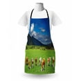 thumbnail image 3 of Cattle Apron, Mountains and Cloudy Blue Sky Landscape Background with Grazing Cows Illustration, Unisex Kitchen Bib with Adjustable Neck for Cooking Gardening, Adult Size, Multicolor, by Ambesonne, 3 of 4
