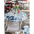 thumbnail image 5 of Outdoor Tablecloths with Umbrella Hole & Zipper, Blue Floral Round Tablecloth 54 Inch, Spring Flowers Plants Patchwork Grid Bohemia Waterproof Table Cloth, Patio/Pool/Picnic Table Covers, 5 of 8