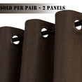 thumbnail image 3 of Faux Linen Brown Pair Curtains Thermal Insulated Room Darkening Window Panels Heavy Duty Textured Burlap Effect Grommet Drapes For Bedroom, 108-Inch Length, 3 of 7