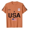 thumbnail image 4 of Men's Casual Letter Print T-Shirt UN I TEDSTATES USA 250 Years Short Sleeve Round Neck Summer Top,Saffron,2XL, 4 of 5