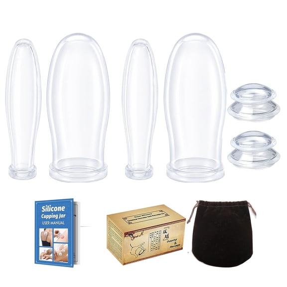Shinefuture Silicone Cupping Massage Set for Body and Face, 6 Count