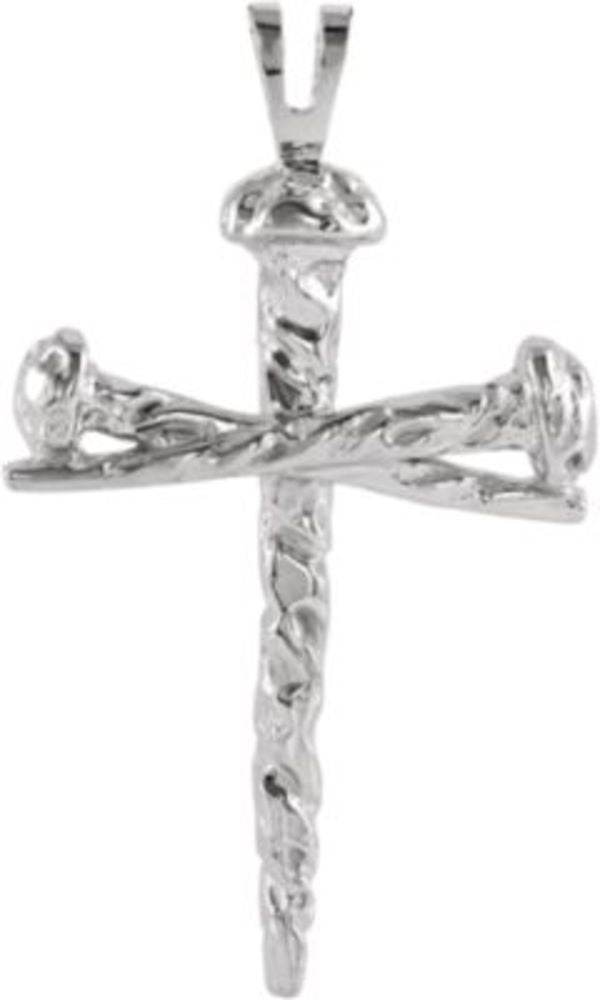 Nail Design Cross Pendant in 14k White Gold