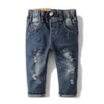 thumbnail image 1 of KIDSCOOL SPACE Pantalon en Denim Déchiré à Anneau en D pour Bébé Fille Garçon Petit Enfant, 12-18 Mois, 1 of 7