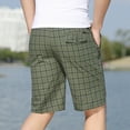 thumbnail image 6 of Aofany Plus Size Mens Casual Shorts Fashion With Zippered Pocket Elastic Waist Beach Shorts Cotton Comfy Plaid Short Pant, 6 of 7