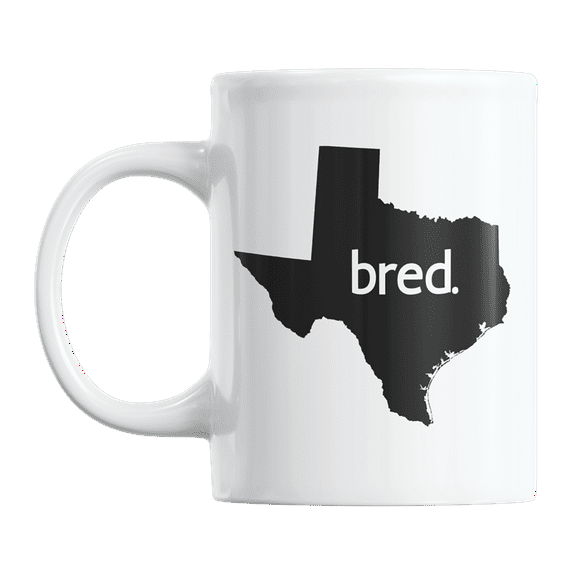 Texas Bred & TX USA State Map Outline, US Citizen Coffee & Tea Mug Cup (11oz)