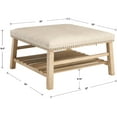 thumbnail image 2 of Square Ottoman Coffee Table for Living Room, 32" Farmhouse Upholstered Center Table with Storage Wooden Shelf, Countryside Faux Leather Coffee Ottoman for Reception, Beige, 2 of 9