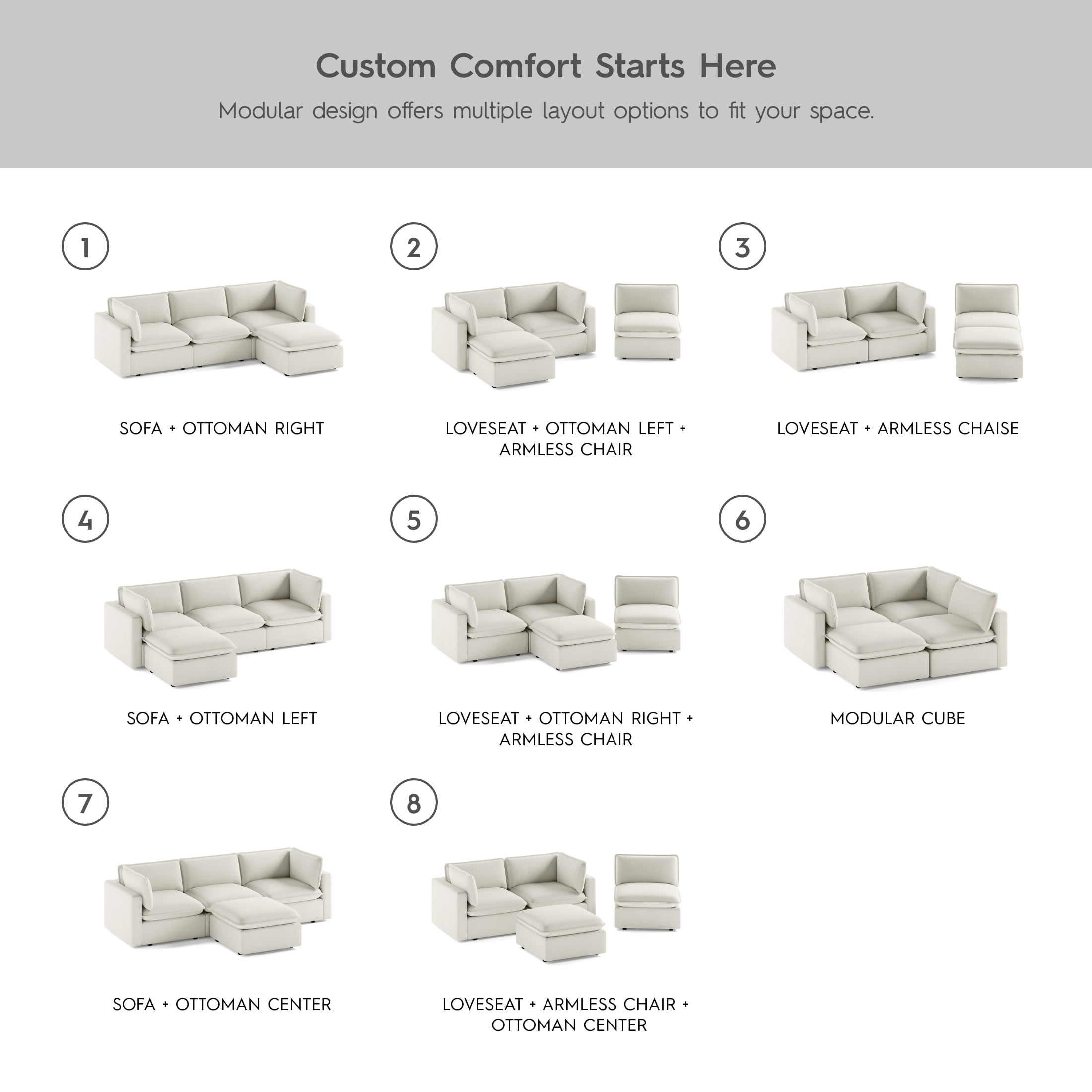 Better Homes & Gardens Weston 107.5" Cloud Modular Sectional Sofa, White