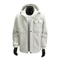 thumbnail image 5 of Wrtxtat Men's Puffer Jacket Fleece Heavyweight Full Zip Darwstrings Hooded Coat with Pocket Winter Fashion Warm Solid Color Outerwear Beige XXL, 5 of 6