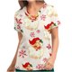 thumbnail image 2 of Puntoco Tops de mujer de manga corta con cuello en V, estampado de uniforme de trabajo con blusa de bolsillo Puntoco Puntoco-2973, 2 of 4