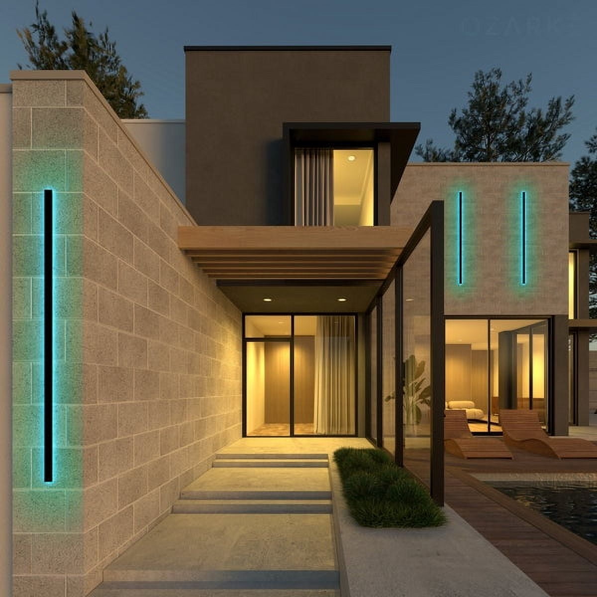 Ozarke Svelte RGBWW (RGB, Warm White) Outdoor Modern LED Wall Sconce - 80 Inches