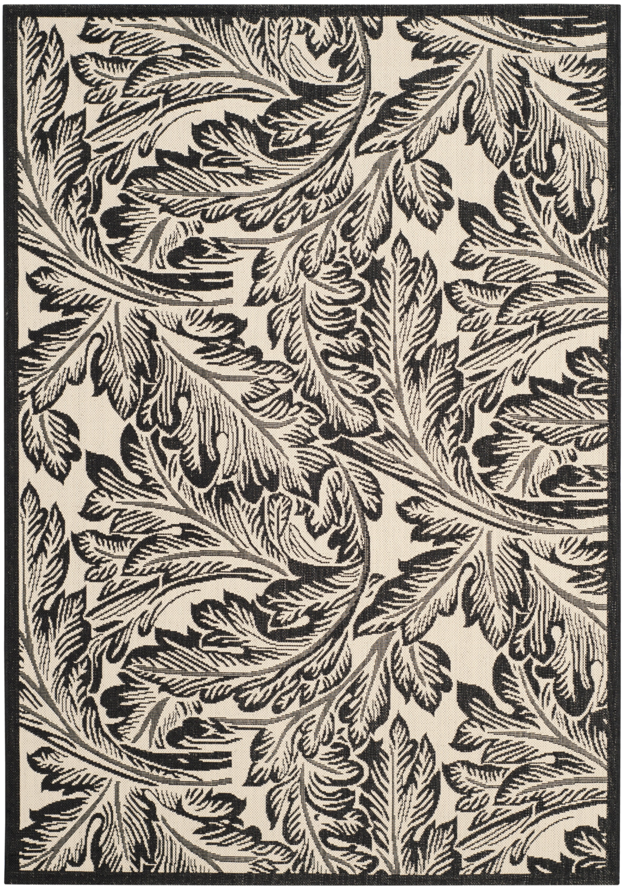 Safavieh Courtyard Connie Floral Indoor/Outdoor Area Rug, Sand/Black, 5'3" x 7'7"