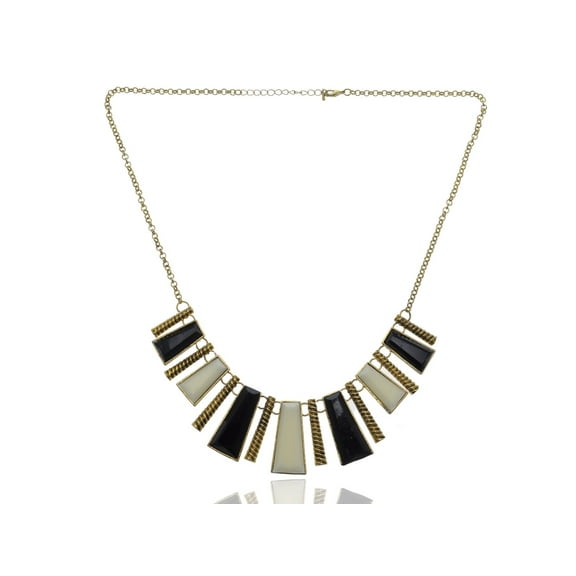 Tribal Inspired Gold Black Abstract Shapes Statement Collar Necklace