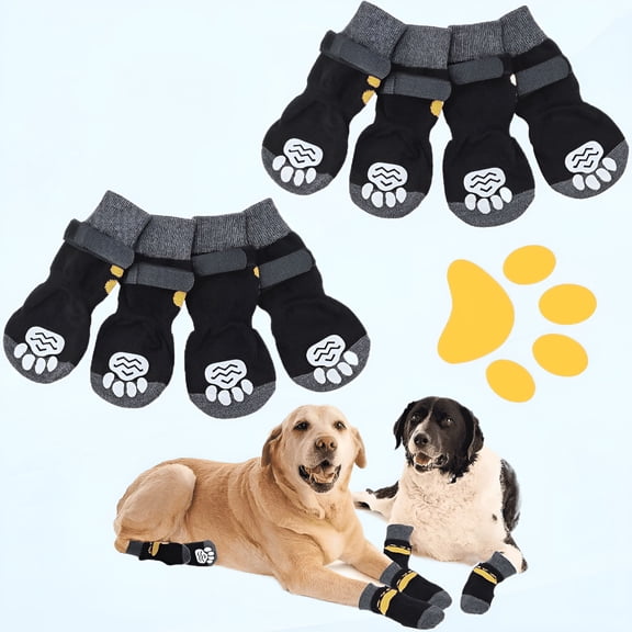 GASTROPOD 8PCs Dog Socks for Hardwood Floors to Prevent Licking, Dog Boots Paw Protector with Non-Slip, Dog Grips Slippers for Large Senior Dogs