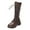 Brown, variant on Rokment Vintage Platform Mid Calf Combat Boots for Women Mid Century Retro Leather Lace up Chunky Heeled Long Tall Dress Boots Black Size 6